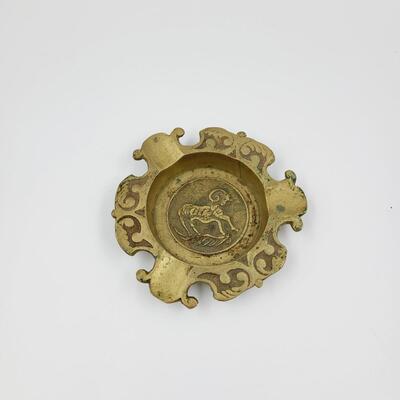 VINTAGE BRASS RAM ASHTRAY