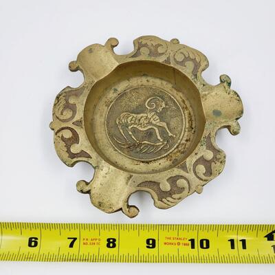 VINTAGE BRASS RAM ASHTRAY