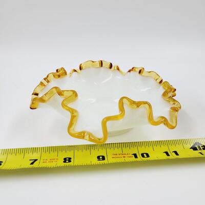 VINTAGE GOLD RUFFLED GLASS COLLECTABLES