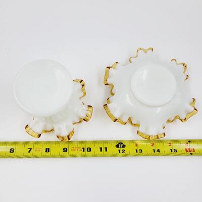 VINTAGE GOLD RUFFLED GLASS COLLECTABLES