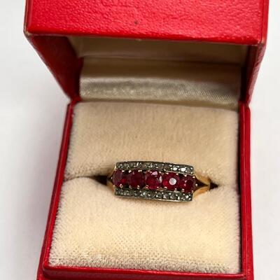 Dark Pink Sapphire Diamond 18K Gold Ring