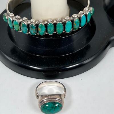 Native American Jeweler Don Brown  Sterling turquoise  Bracelet and Ring