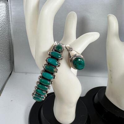 Native American Jeweler Don Brown  Sterling turquoise  Bracelet and Ring