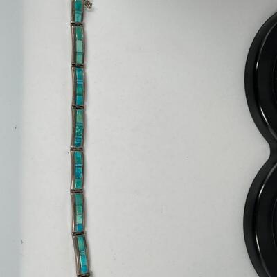 Navajo Artist Earl Plummer Sterling  turqouise link bracelet,matching turquoise  Ring