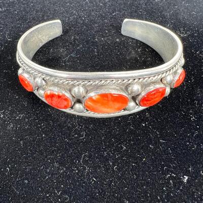 Sterling Cuff  Jewelry grade gem Coral Hand made Native American  jewelry Jason Livingston