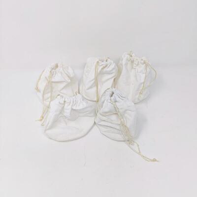 WHITE VELVET DRAWSTRING POUCHES BUNDLE