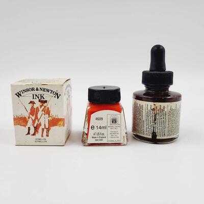 VERMILLION INK AND BURNT SIENNA FINE ART WATERCOLOR