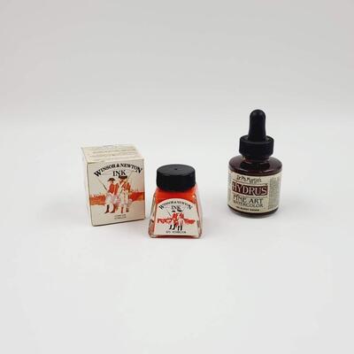 VERMILLION INK AND BURNT SIENNA FINE ART WATERCOLOR