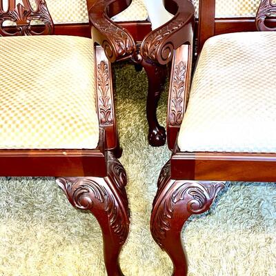 LOT 52   SET OF 6 MODERN REPRODUCTION CHIPPENDALE CHAIRS 2 HOST & 4 SIDE