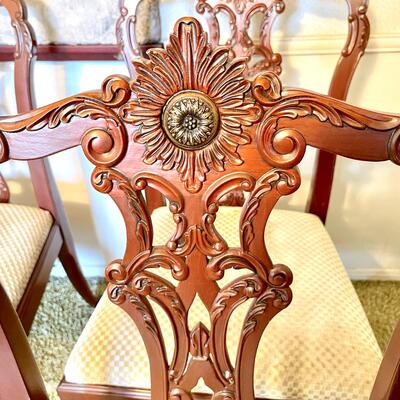LOT 52   SET OF 6 MODERN REPRODUCTION CHIPPENDALE CHAIRS 2 HOST & 4 SIDE