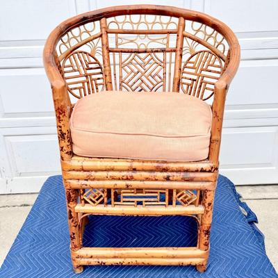 LOT 58   VINTAGE ASIAN STYLE LEOPARD BAMBOO CHAIR