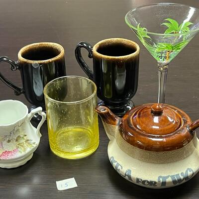 Varieties of glasses and teapot