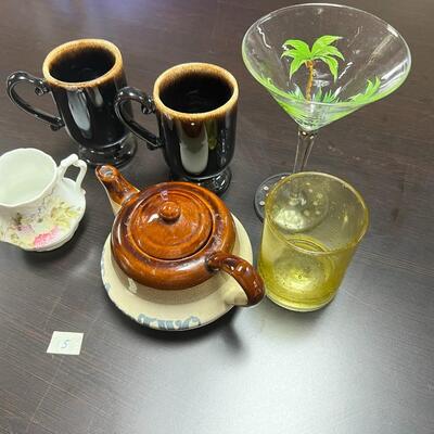 Varieties of glasses and teapot