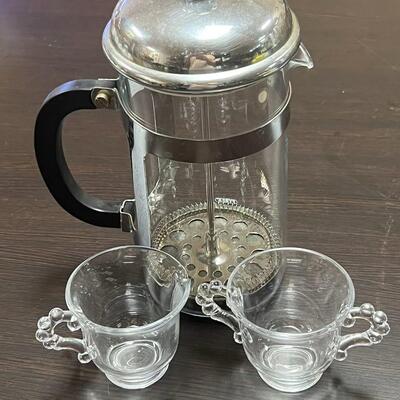 French Press Coffee and vintage imperial Crystal