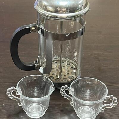 French Press Coffee and vintage imperial Crystal
