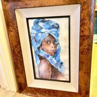 Lot 62  ORIGINAL WATERCOLOR 'SABINA" SIGNED ELAINE BURLWOOD FRAME COLOMBIA S.A.