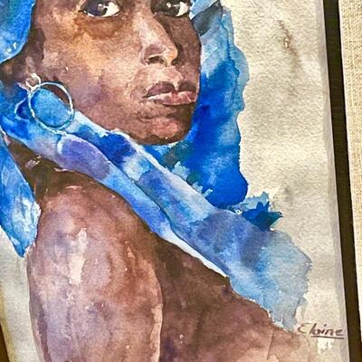 Lot 62  ORIGINAL WATERCOLOR 'SABINA" SIGNED ELAINE BURLWOOD FRAME COLOMBIA S.A.