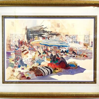 LOT 63  FRAMED SAMPLE PRINT FROM ZAMANI GALLERY TITLED "LADIES SUK" SAUDI ARABIA