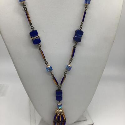 Beautiful Vintage Japan Dark Blue With Baby Blue Glass Beads