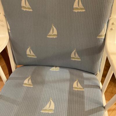 Vintage White Glider and Ottoman hand chosen Sail Boat Fabric