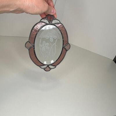 Oval Shaped Etched Glass pink image of Alaskan Flower Vintage