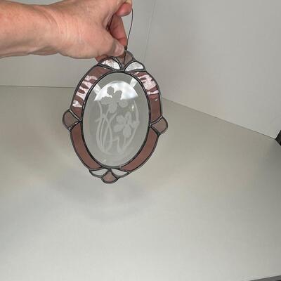 Oval Shaped Etched Glass pink image of Alaskan Flower Vintage