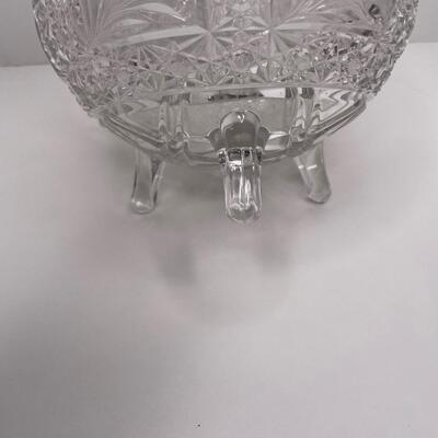 Vintage Crystal Floral Footed Bowl