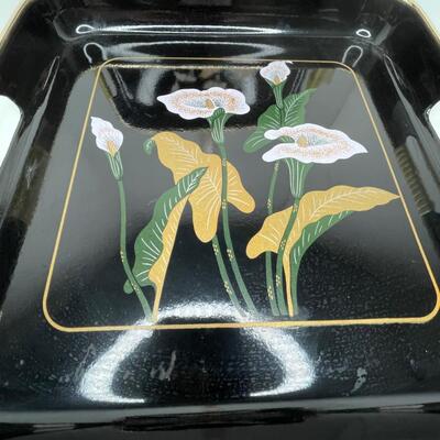 2 Black Lacquer trays by Heyco Inc