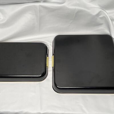 2 Black Lacquer trays by Heyco Inc