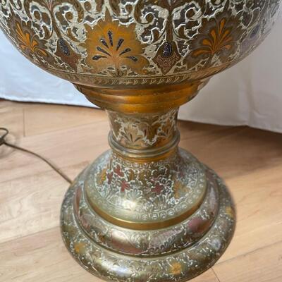 All Brass Antique Tall Lamp with engraved design