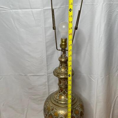 All Brass Antique Tall Lamp with engraved design