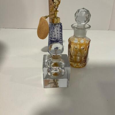 3 Crystal Perfume Bottles