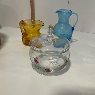 2 pitchers and 50th Anniversary Dish with lid