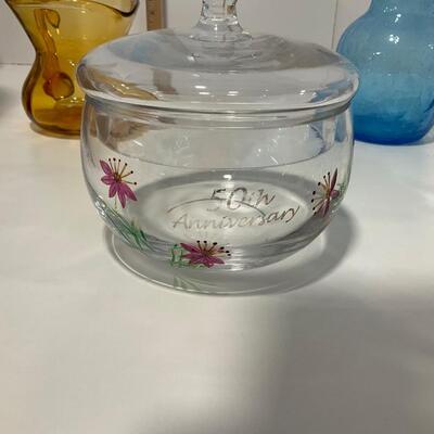 2 pitchers and 50th Anniversary Dish with lid