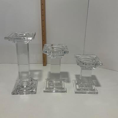 3 Descending Size Crystal Candle Holders