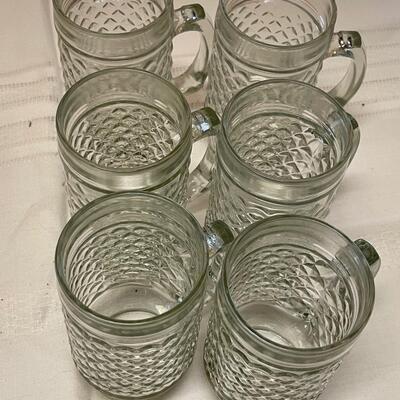 Vintage Diamond Pattern Rootbeer Mugs - Set of 6