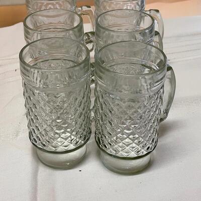 Vintage Diamond Pattern Rootbeer Mugs - Set of 6