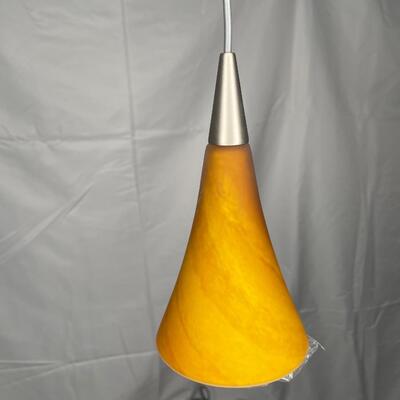 4 hanging bar lights with glass shades and bulbs