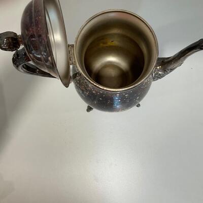 Silver plate tea pot and condiment set