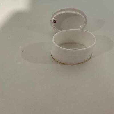 3 trinket boxes and 1 miniature crewel topped seat