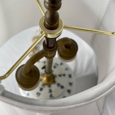 Vintage Asian Lamp and white silk shade