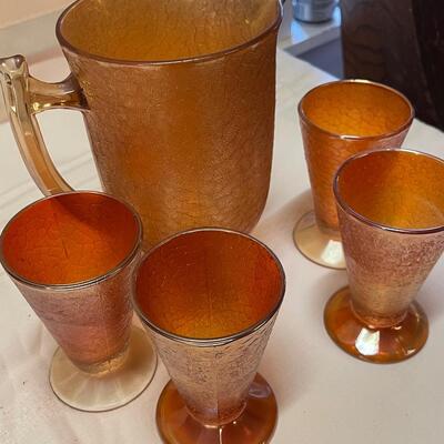 Vintage Jeannette Carnival Crackle Glass Set