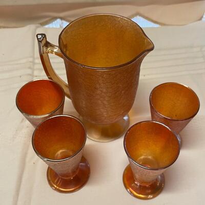 Vintage Jeannette Carnival Crackle Glass Set