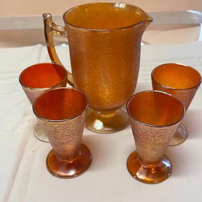 Vintage Jeannette Carnival Crackle Glass Set