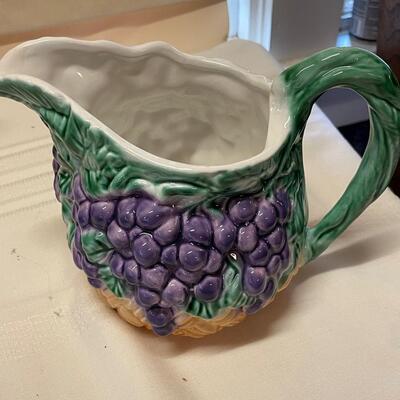 Majolica Italy Ceramic Grape Pitcher