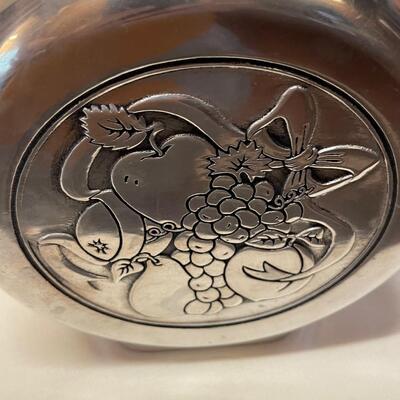 Vintage Wilton Armetale Pewter Fruit Pattern Water Pitcher