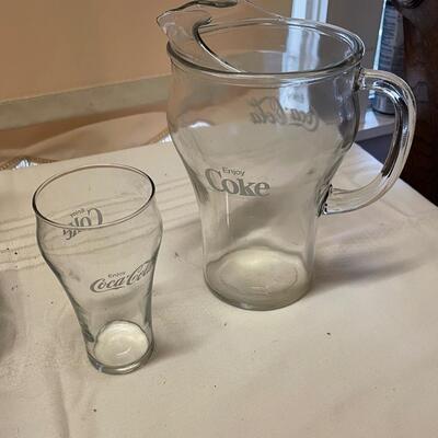 Vintage Coca Cola Pitcher and One Glass