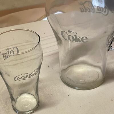 Vintage Coca Cola Pitcher and One Glass