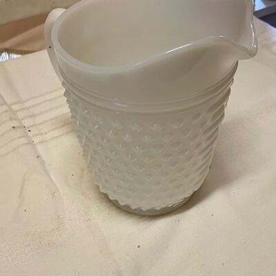 Vintage Milk Glass Hobnail Pitcher