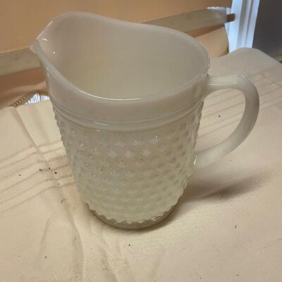 Vintage Milk Glass Hobnail Pitcher